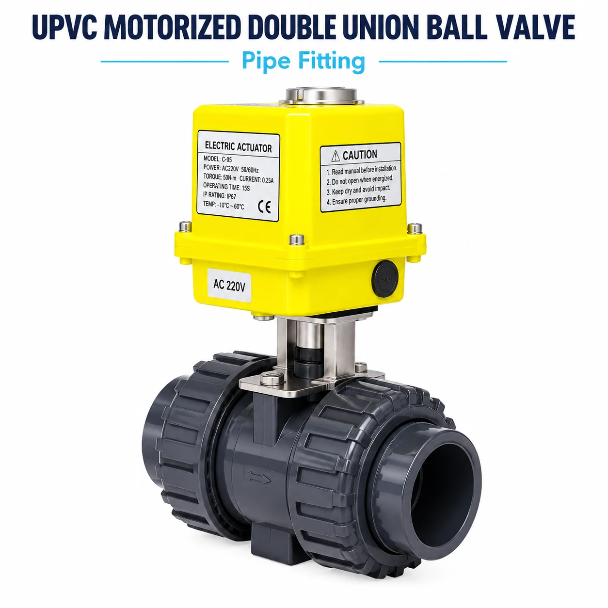 UPVC Motorized Double Union Ball Valve - Valves
